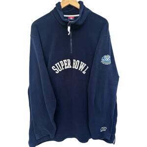 Reebok NFL Super Bowl XXXVI Fleece Mens Large Navy Quarter Zip Pullover